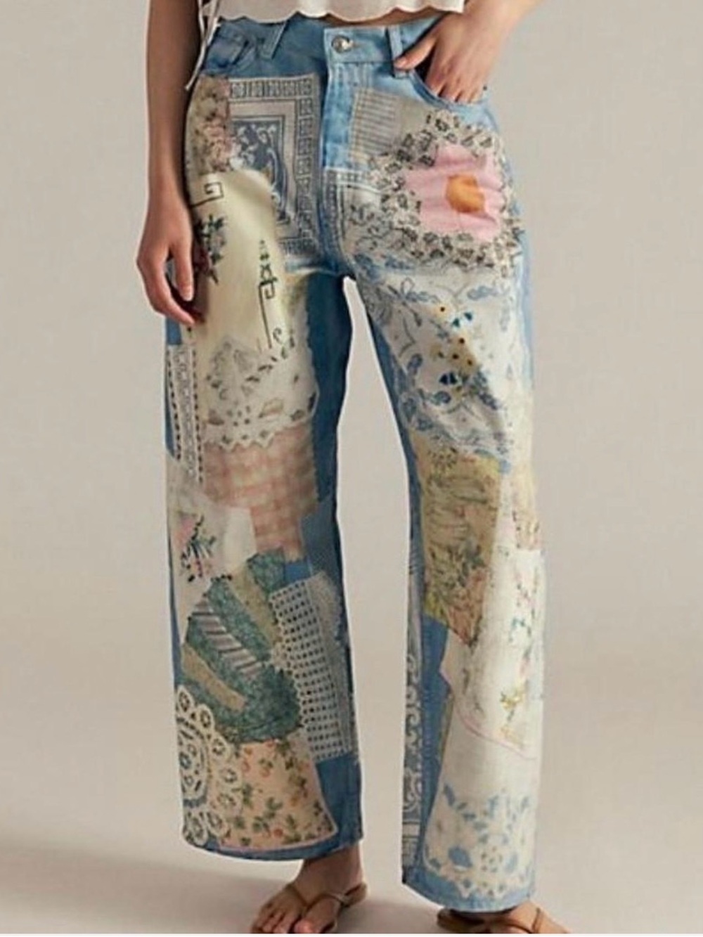 Free People We The Free Illusions Printed Relaxed Jeans - Picture 2 of 8